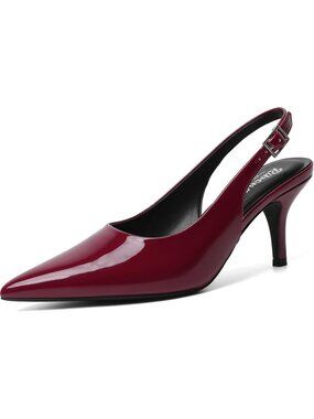 Women's Closed Burgundy Patent Peep Open Toe Heels Comfortable Slip Dress Shoes